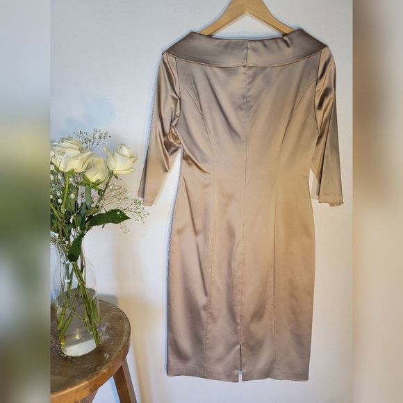 CREAM V-neck Kay Unger cocktail dress - Picture 2 of 7